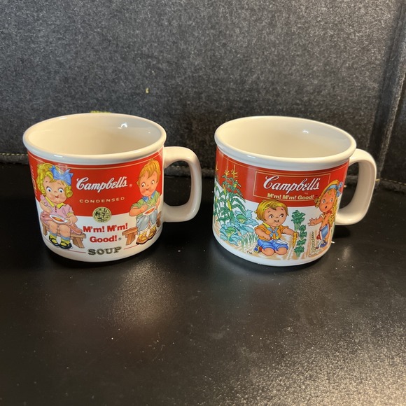 1999 Campbell's Homestyle M'm M'm Good Soup Bowl Mugs Westwood Vintage Set Of 2 - Picture 1 of 13